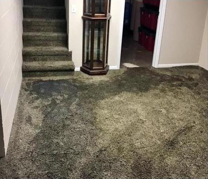 badly stained carpet at home entrance